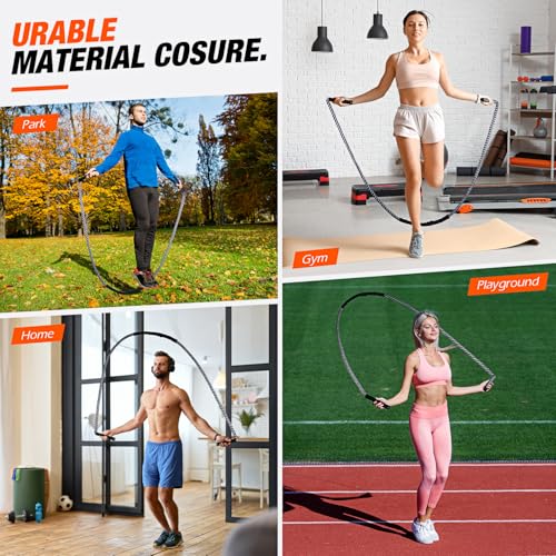 Jump Rope, Weighted Jump Rope for Fitness, Heavy Skipping Ropes for Men Women, Home Gym Workout Equipment Set, Suitable for Boxing, Cardio, Training Muscles, Full Body Exercise Weight Loss at Home