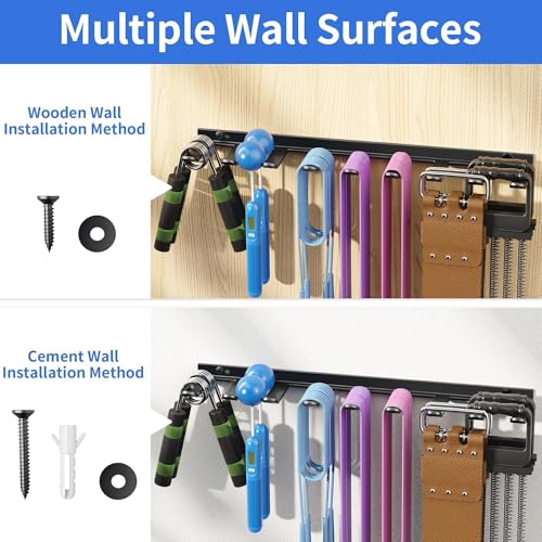 niffgaff Home Gym Storage Rack Organizer - Multi-Purpose Black Fitness Equipment Rack for Bands, Lifting Belts, Accessories