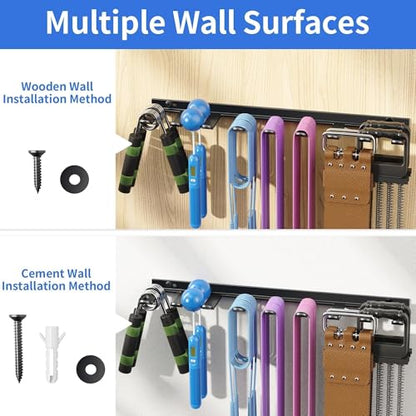 niffgaff Home Gym Storage Rack Organizer - Multi-Purpose Black Fitness Equipment Rack for Bands, Lifting Belts, Accessories
