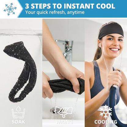 Cooling Headbands for Women, Non-Slip Sweatbands for Women, 4-Pack Elastic Sports Head Bands for Running, Yoga, Gym Workouts, Football