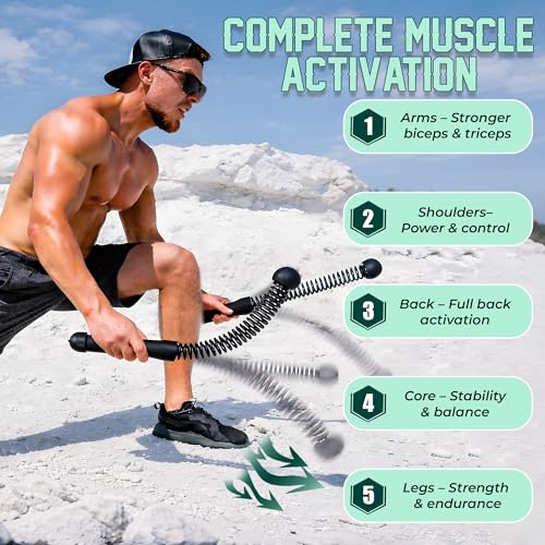 KRYPTX Cordless Battle Ropes for Home Gym – Ropeless Battle Ropes – Heavy Duty Portable Exercise Rope for Strength Training – HIIT Workout, Cardio & Full Body Fitness Training