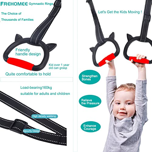 Professional Gymnastic Rings,Both for Adults and Kids,Support 440lb,Home Fitness Equipment,Indoor and Outdoor Pull-up Bar for Stretching and Height Increase (Reddark-1.5m)