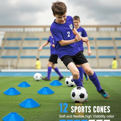 Agility Ladder, Soccer Training Equipment Set, 4 Agility Hurdles, 20ft Speed Ladder, Running Parachute, 12 Football Cones, Jump Rope | Soccer Basketball Athletes Speed Training
