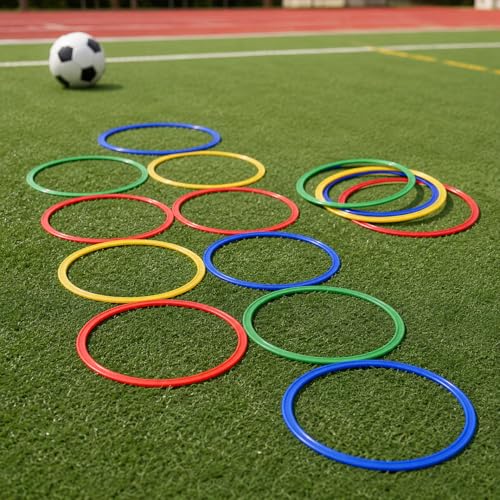 Qianly Field Training Agility Rings, 12 Pack 30cm Speed & Agility Training Equipment Mixed Colors for Athletes