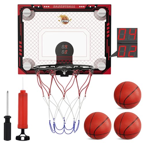 Suction Cup Basketball Hoop, Indoor Mini Basketball Hoop with Sturdy Backboard/Electronic Scoreboard, Sound, 3 Balls, Basketball Toys Gifts Ideas for Kids Teens Girls Boys Gifts - color: Suction Cup