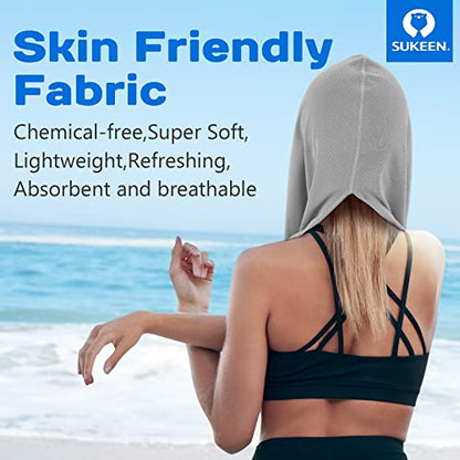Sukeen Cooling Hoodie Towel, Absorbent Quick-Drying Cooling Towels for Neck and Face, UV Sun Protection Cooling Neck Wraps Sport Head Cooling Towel Hot Weather