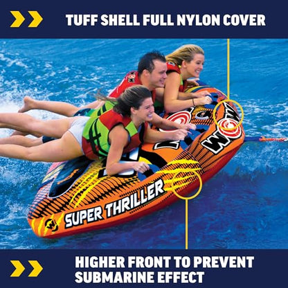 Wow Sports Thriller Towable Deck Tube for Boating Adults, Tubing Boat Inflatable for Water Sports - size: 3 person