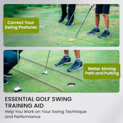 FINGER TEN Golf Alignment Sticks 43 Inch 5 Pack with Leather Stick Cover, Training Rods for Swing Alignment, Stance Setup, Accurate Aiming & Effective Golf Practice - color: 5 Pack in White