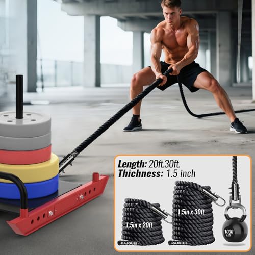 Weight Workout Sled Pulling Rope - 1.5 Inch Dia.15FT 20FT 30FT 40FT Length Heavy Duty Workout Rope for Weight Sled, Tire Drag, Football Training, Fitness Resistance Exercise Equipment for Men & Women