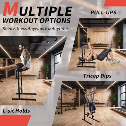 Adjustable Height Dip Bar Station, Heavy Duty Dip Station for Home Gym,Multi-function Dip Station Pull Up Bar Full Body Strength Training Workout Fitness Equipment for Tricep Dips - color: Dip Bar