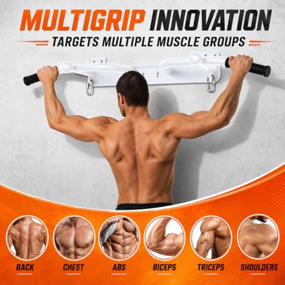 Wall Mounted Pull Up Bar - Heavy Duty Chin Up Bar, Pull-Up Bar for Garage, Joist, Wall Mount - Multifunctional Fitness Bar, Supports up to 600 Lbs - color: White