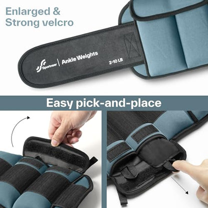 Sportneer 20lbs/Pair Adjustable Ankle Weights for Women and Men, Modularized Leg Weight for Yoga, Walking, Running, Aerobics, Gym, Physical Therapy