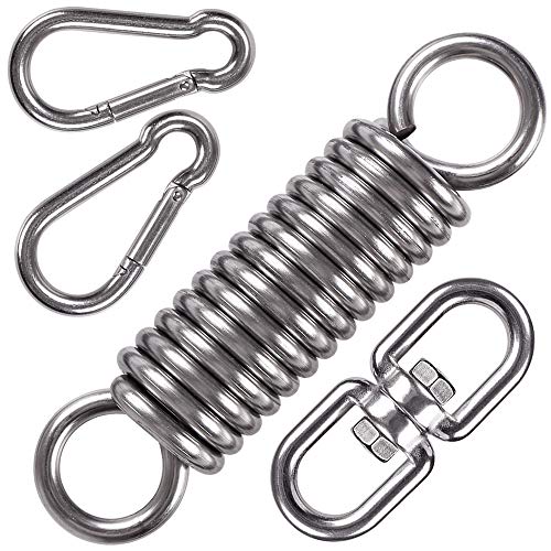 Hammock Chair Hanging Kit Swing Spring Hardware, Heavy Duty Suspension Swivel Hanger Hook for Hanging Chair, Rocking Seat, Porch Swing, Garden, 550 LB - size: Hammock Chair Kit - 1 Pack