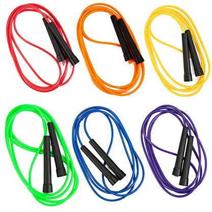 8 ft. Speed Jump Ropes, Six Pack - Boxing, MMA, Cardio, Fitness Practice - Agility and Dexterity Training - Tone Muscle and Burn Fat - Comes in Assorted Colors