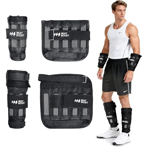 Ankle Wrist Weights 4lb/10lb/15lb/20lb/25lb/30lb BeatBoost Adjustable Leg Arm Weights for Men Walking Pilates Exercise Workout Gym Aerobics - color: Ankle Wrist Set, size: 10LB