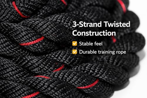 Weighted Battle Jump Rope, 10 FT Twisted Training Rope w/Thick Easy-Grip Handles, Full-Body Cardio + Strength Conditioning Rope (Choose 3 lb / 6 lb / 10 lb) - size: 1" x 10ft
