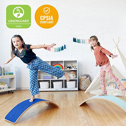 ECR4Kids Balance Board with Felt Base, Montessori Toy, Blue - color: Blue