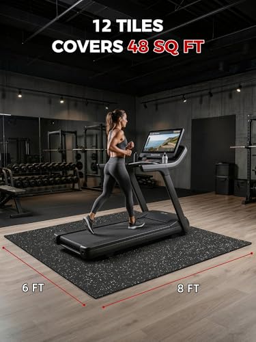 0.79in Extra-Thick 48 Sq Ft Exercise Equipment Mats, 12 Tiles Rubber Top EVA Foam Workout Mats, Interlocking Gym Flooring for Home Gym, 24 x 24in, Black & White - size: 12 Tiles (48 Sq Ft )