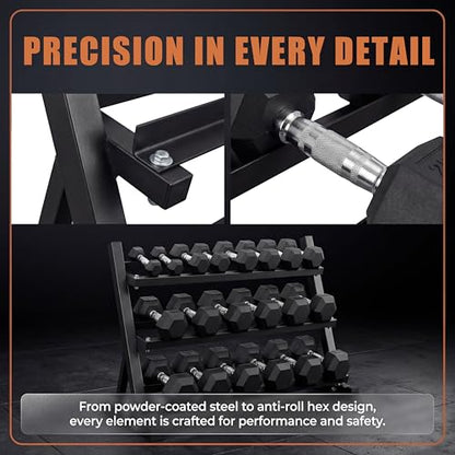 Ritafer Hex Rubber Dumbbell Set 350/450/550 lbs, Coated Encased Iron Free Weights Dumbbells Set, 6-10 Pair Dumbbells with Storage Rack for Strength Training Home Gym - style: 350LB