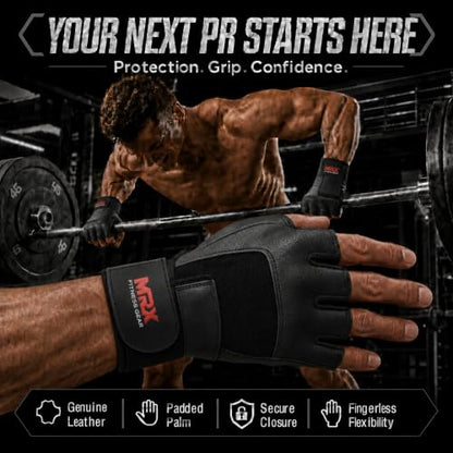 MRX Weight Lifting Gloves Gym Fitness Exercise Bodybuilding Workout Powerlifting - color: Black, size: X-Large