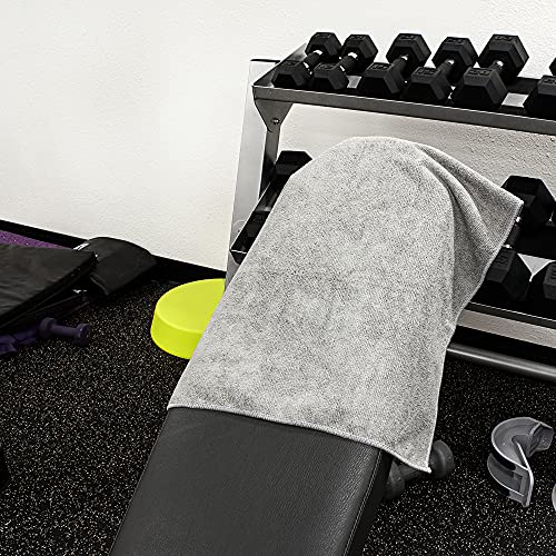 Microfiber Gym Towels, Super Absorbent & Quick Drying Sweat Towels for Fitness, Sports, Yoga, Workout, Sauna, Face & Equipment, Soft & Reusable,16x27 Inches, 6-Pack, Gray