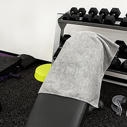 Microfiber Gym Towels, Super Absorbent & Quick Drying Sweat Towels for Fitness, Sports, Yoga, Workout, Sauna, Face & Equipment, Soft & Reusable,16x27 Inches, 6-Pack, Gray