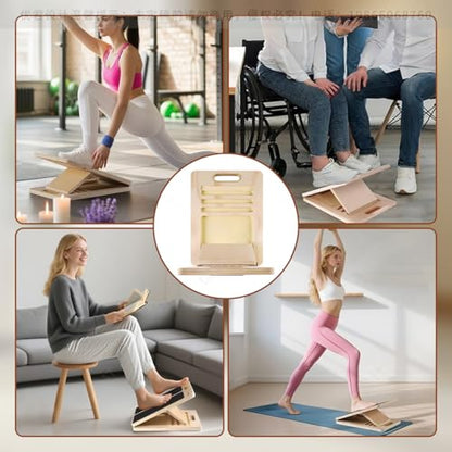 Slant Board for Calf Stretching Adjustable Portable Wooden Incline Board - Calf Stretcher for Squats, Physical Therapy & Pilates - 300Lb Weight Capacity for Calf, AnkleHeel, Knees Leg Support