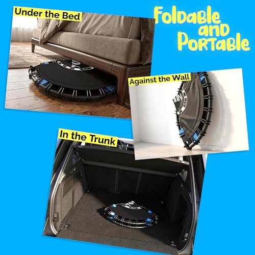 YORIN Rebounder Tranpoline for Adults, 330LBS Fitness Indoor Tranpoline, 40" 48" 50" Mini Exercise Tranpoline with Bungees, Stable Quiet Workout Small Tranpoline, Equipment Exercise at Home