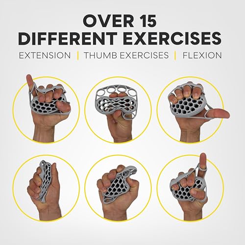 TEKGRIP Hand Grip Strengthener & Finger Exerciser, Dual-Action Grip and Extension Trainer with 3 Progressive Resistance Levels