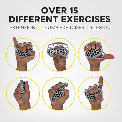 TEKGRIP Hand Grip Strengthener & Finger Exerciser, Dual-Action Grip and Extension Trainer with 3 Progressive Resistance Levels