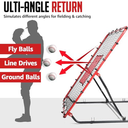 Baseball Rebounder Net, 3/5 Adjustable Angles 4x4.5FT Pitch Back Baseball Softball Volleyball Rebounder with 2 Strike Zones, UV Resistant, Pitchback Trainer for Ground, Line Drive & Fly Balls - style: 3 Angles Adjustable