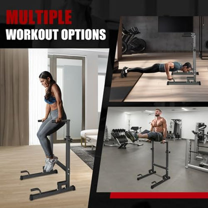 Height Adjustable Dip Station for Home Gym,Versatile Fitness Equipment for Pull-Ups,Push-Ups & Dips,Heavy-Duty Steel Frame Construction with Foam Grip Handles,Portable Strength Training Stand