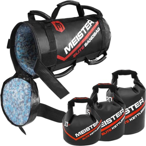 Meister 50lb Elite Fitness Sandbag Package w/ 3 Removable Kettlebells - BK