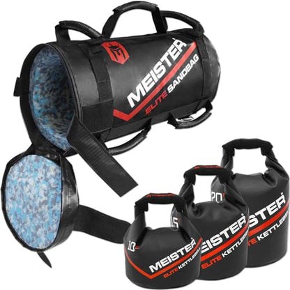 Meister 50lb Elite Fitness Sandbag Package w/ 3 Removable Kettlebells - BK