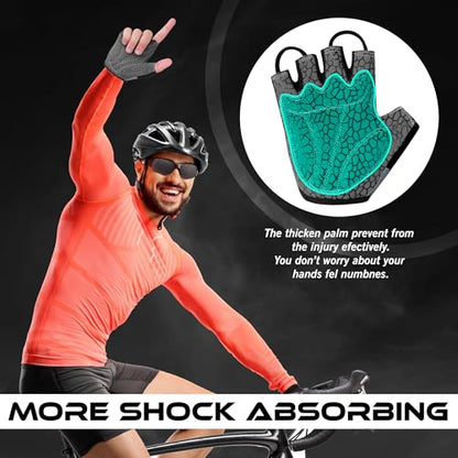 WESTWOOD FOX Cycling Gloves Half Finger Unisex Padded Grips Palm Bicycle Summer MTB Bike Gloves for Men Women Non-Slip Fingerless Short Mountain Bike Sports Hiking Climbing Gym