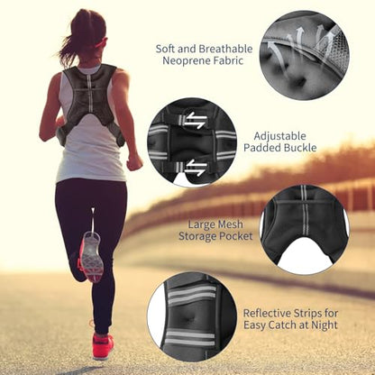 Weighted Vest 12lbs-30lbs Adjustable for Men & Women, Strength Training Weight Vest with Reflective Stripe, Pocket for Running, Workout, Weight Loss, Home Gym - size: 25 LB