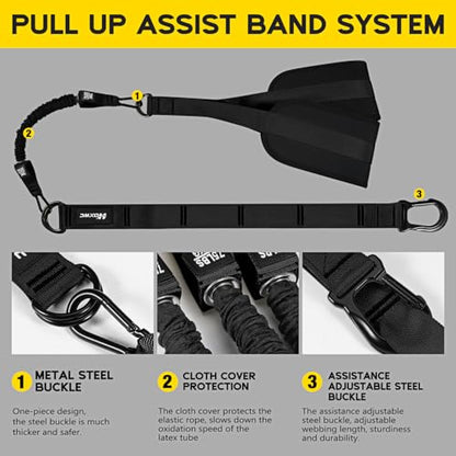HOXWC Pull Up Assistance Bands, Adjustable Heavy Duty Resistance Band for Pull Up, 3 Pull Up Bands, Comfortable Fabric Feet/Knee Rest, Assistance Bands for Pull-Up, Home Fitness, Body Stretching - color: Black