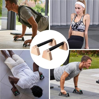 1pair Pull Up Stand Handles Wooden Push Up Bar Beech Wood Calisthenics Exercise Equipment for Home Wood Parallettes Bar for Floor Use