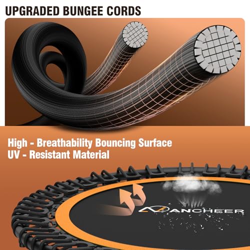 ANCHEER Fitness Trampoline,40"/48" Bungee Rebounder with Adjustable Handle - color: Orange