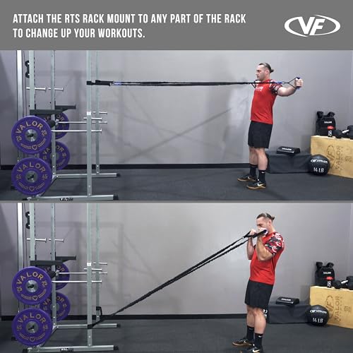 Valor Fitness Resistance Bands - 5lb to 25lbs - Carabiners Attached & 2 Bands per Weight Option with Handles– Sheath Covered - Strength Training New Compact 39" Design - Wall Door Rack Mount Options - color: Black -RTS-RACKattB