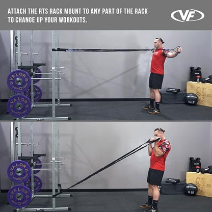 Valor Fitness Resistance Bands - 5lb to 25lbs - Carabiners Attached & 2 Bands per Weight Option with Handles– Sheath Covered - Strength Training New Compact 39" Design - Wall Door Rack Mount Options - color: Black -RTS-RACKattB