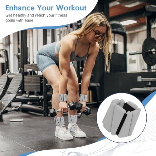 Wrist Weights Set of 2(2Lbs Each), Adjustable Silicone Workout Weights for Women and Men, Wearable Ankle/Wrist Weights Suitable for Yoga, Dance, Pilates, Pool Exercises and Jogging - color: Grey 4lb