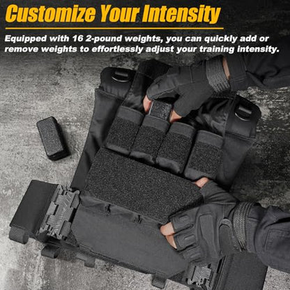 Weighted Vest Men with 35lbs - Weighted Workout Vest with Removable Iron Weights, Heavy Duty Weighted Exercise Vest for Functional Training & Calisthenics - Black