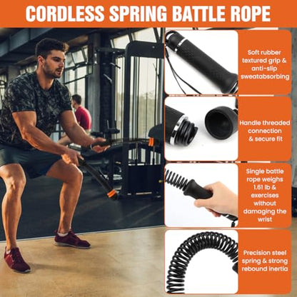 Ropeless Battle-Ropes (2-Pack) Portable Workout Ropes for HIIT Workouts,Cardio & Muscle Training, Low-Impact Training Heavy Duty Arm Exerciser for Strength Training