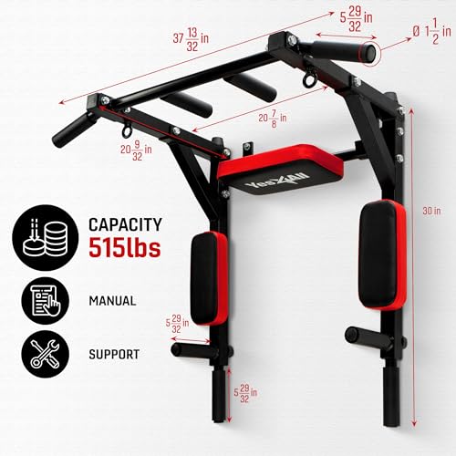 Yes4All Pull Up Bar Wall Mounted - Multifunctional Wall Mounted Pull Up Bar for Home Gym Workout Strength Training Equipment - color: A. Multifunctional Wall Mounted Pull Up Bar