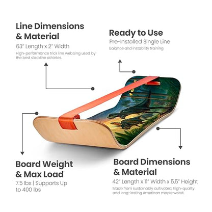 GIBBON SlackBoard - GiBoard Balance Board Kids & Adults - Slackline Balance Trainer - Slack Board Core Workout Equipment Home Gym Training - Standing Desk Exercise - Yoga, Agility, Pilates & More