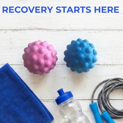 Massage Lacrosse Balls - Deep Tissue Massage Ball for Exercise & Recovery, Myofascial Release, Trigger Point Therapy, Muscle Knots, Yoga Therapy, Set of 2 (Blue) - color: Blue