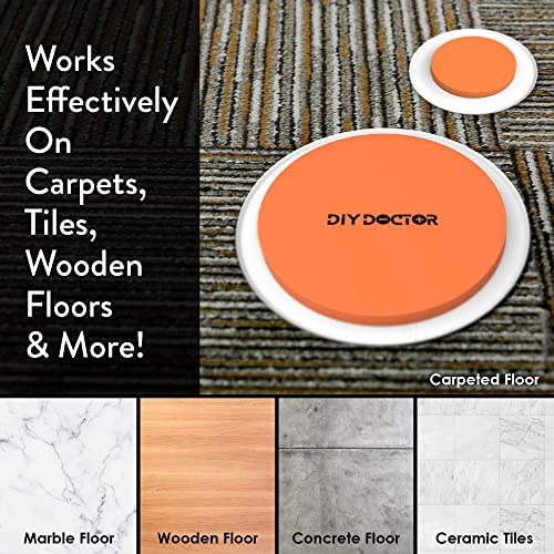 DIY Doctor Furniture Sliders – 8-Piece Set with Large & Small Sliders - Move Heavy Furniture Easily on Carpet, Hardwood & Tile – Reusable Floor Protectors – Orange