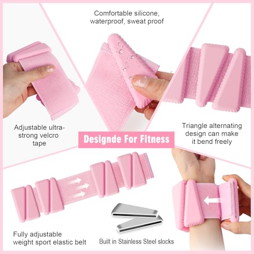 Wrist Weights, Adjustable Wrist Ankle Weights for Women, Wearable Arm & Leg Weights Set of 2(1 lb Each), Weighted Bangles for Walking, Yoga, Dance, Barre, Gym