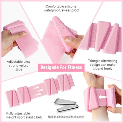 Wrist Weights, Adjustable Wrist Ankle Weights for Women, Wearable Arm & Leg Weights Set of 2(1 lb Each), Weighted Bangles for Walking, Yoga, Dance, Barre, Gym
